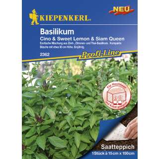 Basilikum Cino, Sweet Lemon und  Siam Queen -  Ocimum basilicum - Saatteppich
