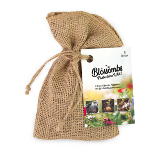 Jute Beutel mit 8 Blossombs - Diverse Wildblumen