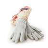 Handschuhe lang Floral aus Leinen und Leder pink klein (weisses Leder)