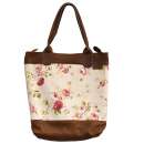 Tasche Floral aus Leder und Leinen