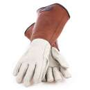 Handschuhe lang Heritage aus braunem Leder klein (weisses Leder)