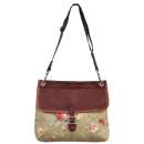 Keeper-Tasche Floral aus Leder und grünen Leinen