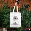 Baumwolltasche, Totebag natur mit Margeriten-Motiv, Botanik Sämereien