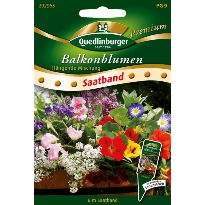 Blumenmischung, Balkonblumen hängend - Diverse species - Saatband - Samen