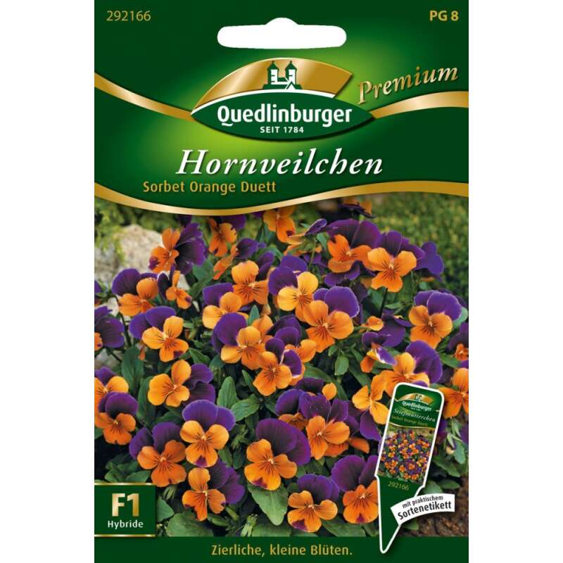 Veilchen, Hornveilchen Sorbet Orange Duett - Viola cornuta - Samen